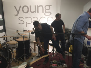 The band Searchlight performed during the gallery opening. Photo by Kristina Verhasselt